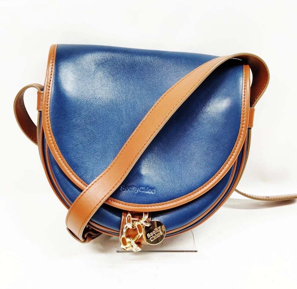 See By Chloé Mara Leather Saddle Bag in Royal Navy Blue